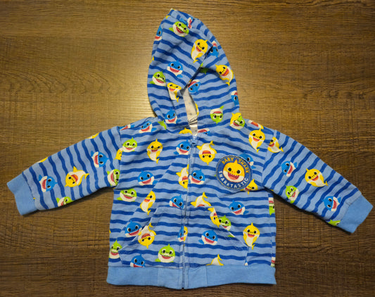 Blue Sweat Shirt with Baby Shark Characters On It