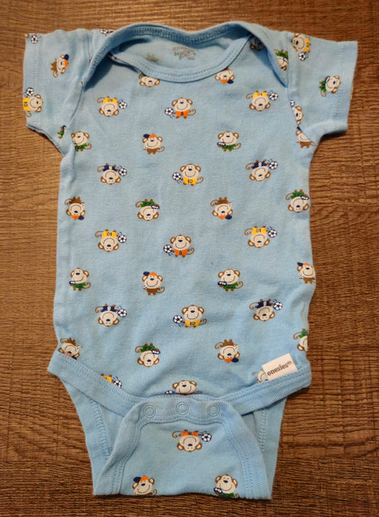 Blue Onesie With Little Monkeys
